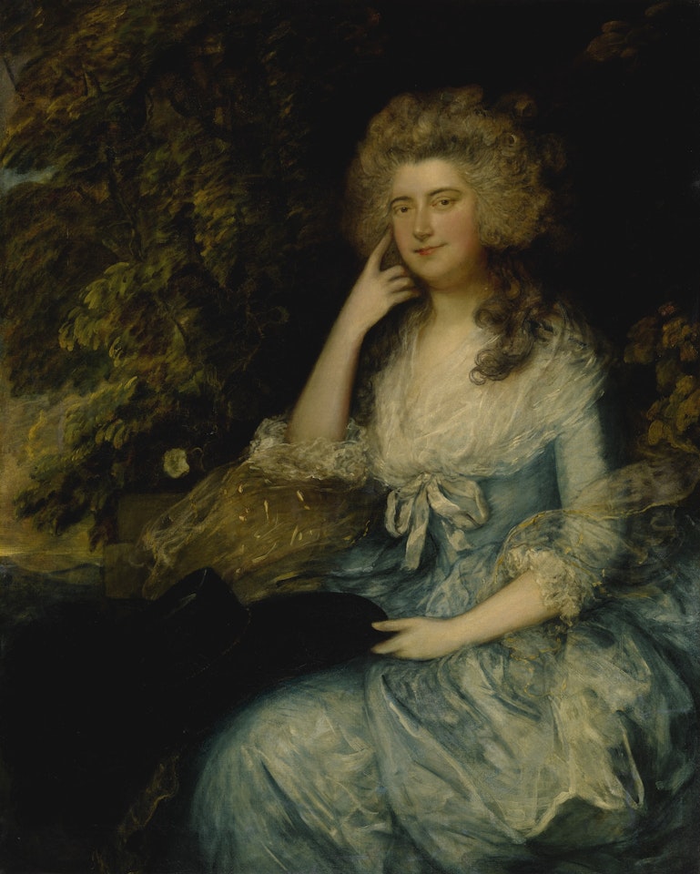MRS. WILLIAM TENNANT, NÉE MARY WYLDE, SEATED IN A LANDSCAPE by Thomas Gainsborough
