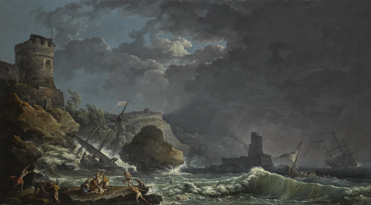 A STORM OFF A ROCKY COAST by Carlo Bonavia