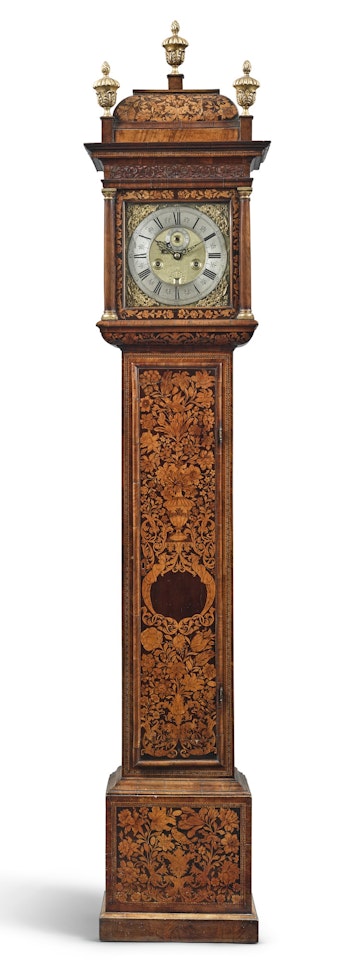 A William and Mary walnut and fruitwood marquetry longcase clock by Anonymous