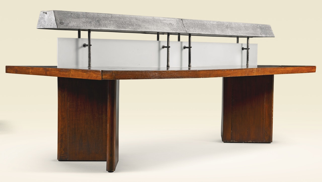 ILLUMINATED READING TABLE, MODEL NO. PJ-TAT-10-B, DESIGNED FOR THE ASSEMBLY AND THE UNIVERSITY LIBRARY, CHANDIGARH, INDIA by Pierre Jeanneret