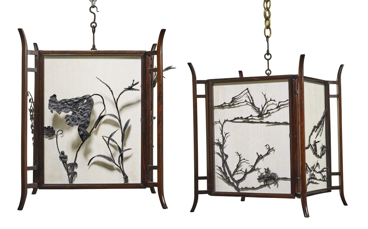 A PAIR OF HONGMU AND IRON LANTERNS by Anonymous