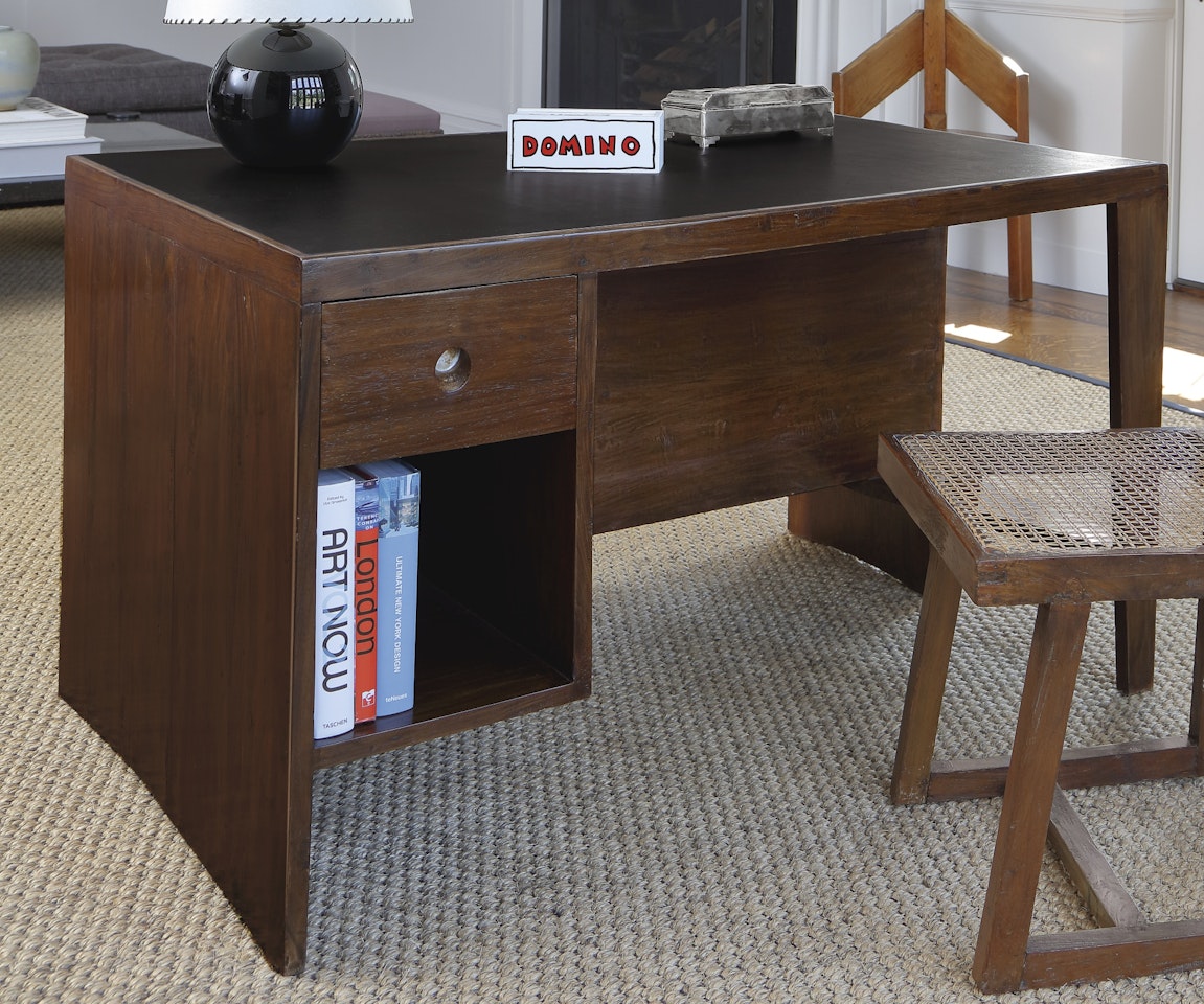 "PIGEONHOLE" OR "OFFICE TABLE" DESK-BOOKCASE DESIGNED FOR THE SECRETARIAT, CHANDIGARH, INDIA by Pierre Jeanneret