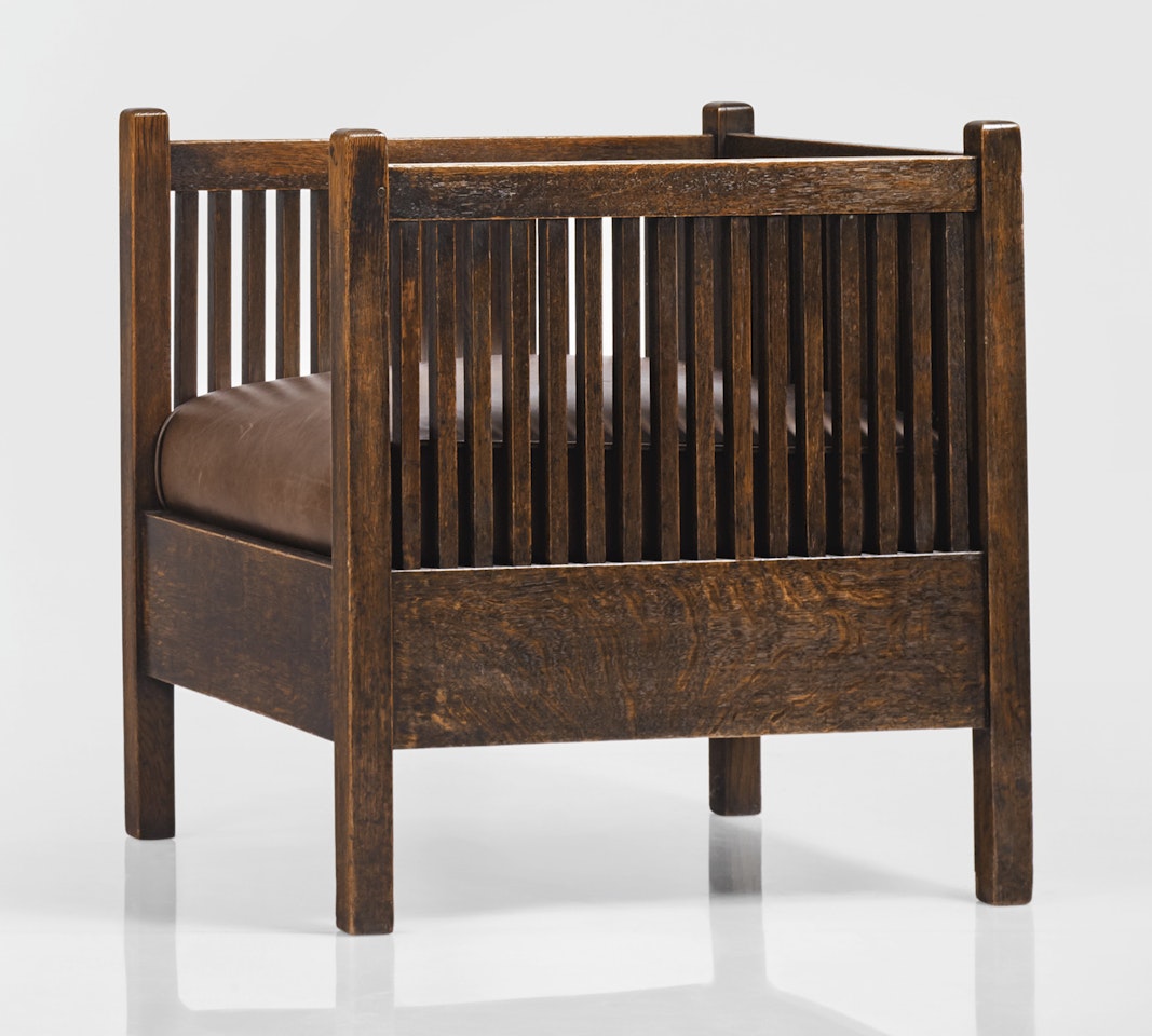 SPINDLE CUBE CHAIR, MODEL NO. 391 by Gustav Stickley