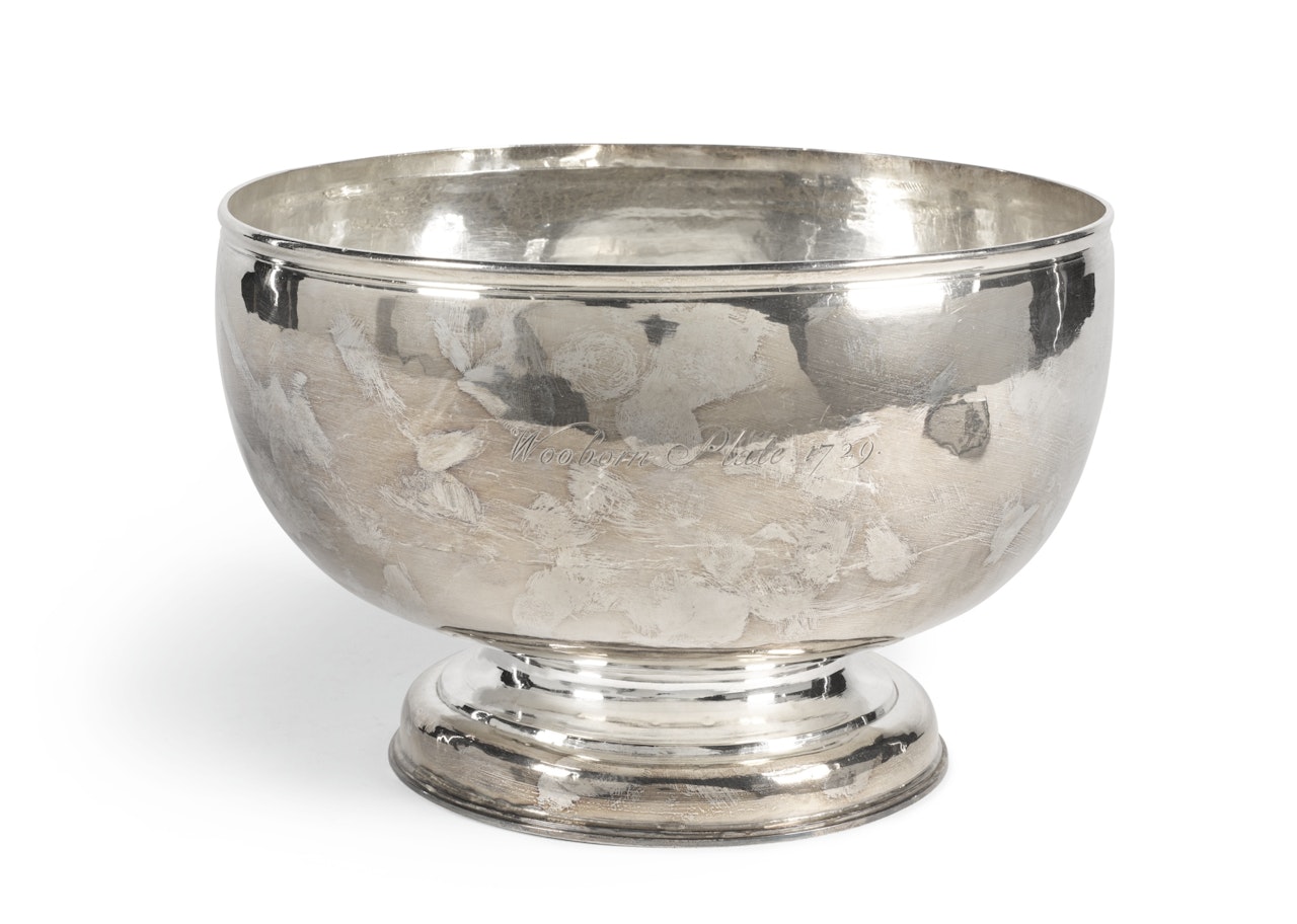 Racing Interest. A George II silver punch bowl, Timothy Ley by Anonymous