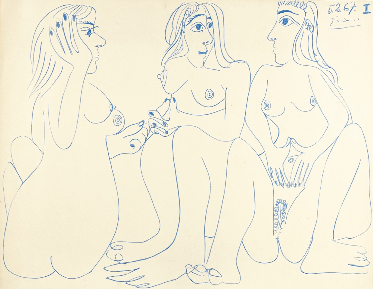 TROIS NUS ASSIS by Pablo Picasso