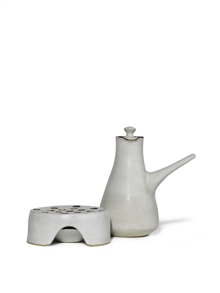 COFFEE POT AND WARMER by Lucie Rie