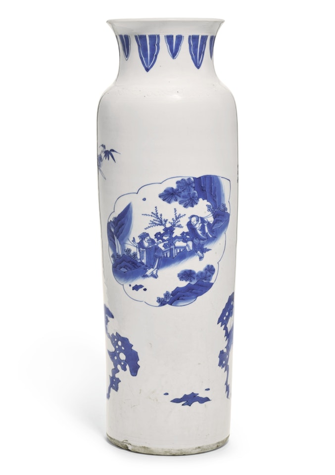 A BLUE AND WHITE SLEEVE VASE by Anonymous