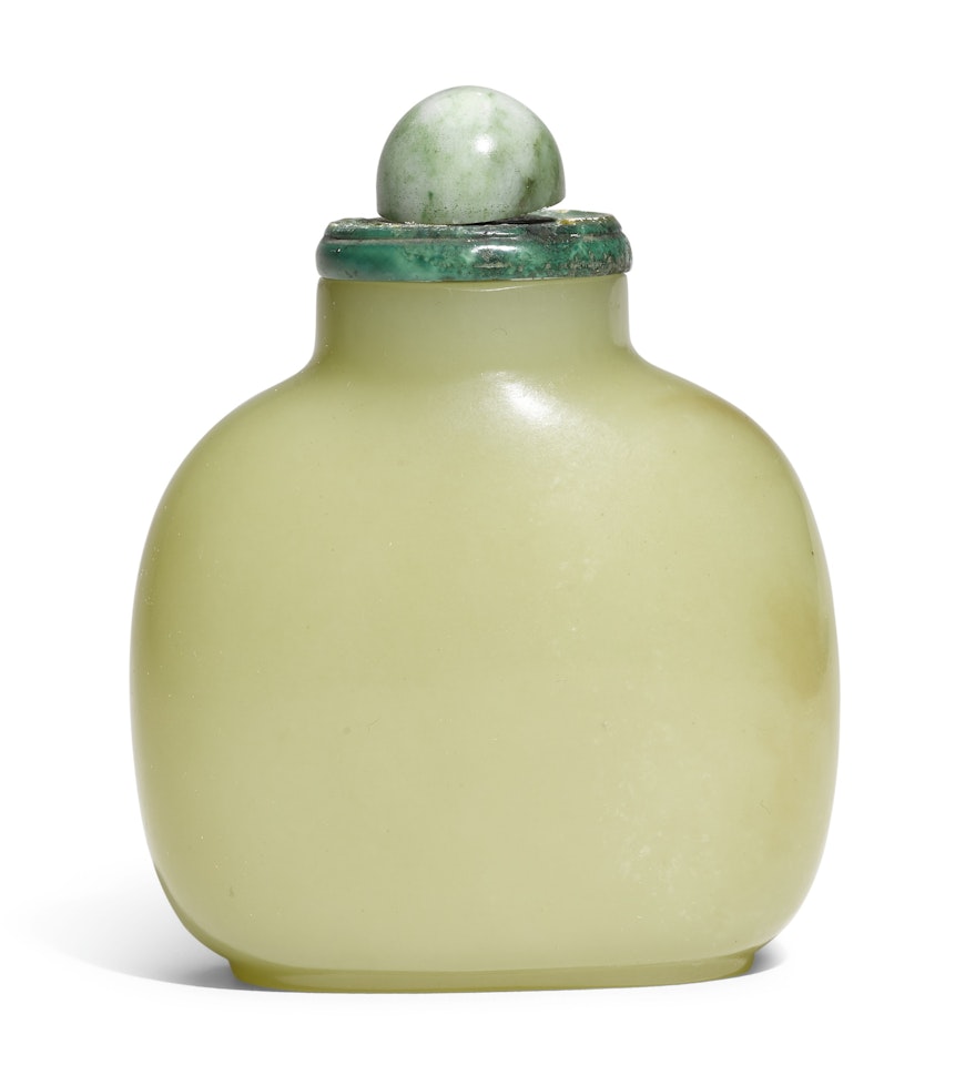 A LARGE YELLOW JADE SNUFF BOTTLE by Anonymous