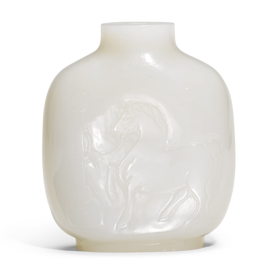 A WHITE JADE SNUFF BOTTLE by Anonymous
