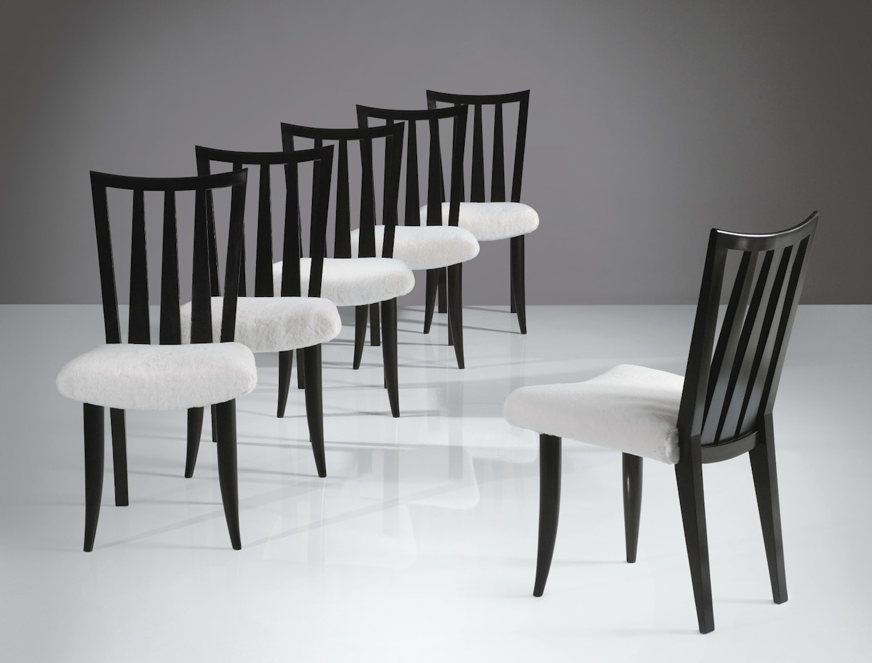 SET OF SIX DINING CHAIRS FROM THE DUMONT RESIDENCE, FRANCE by Jean Royere