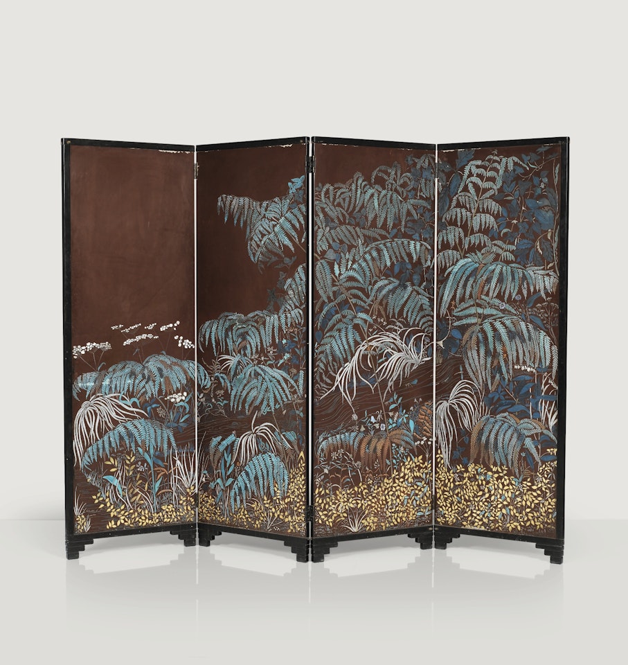 REINE DES PRÉS ET FOUGÈRES FOUR-PANEL SCREEN by Jean Dunand