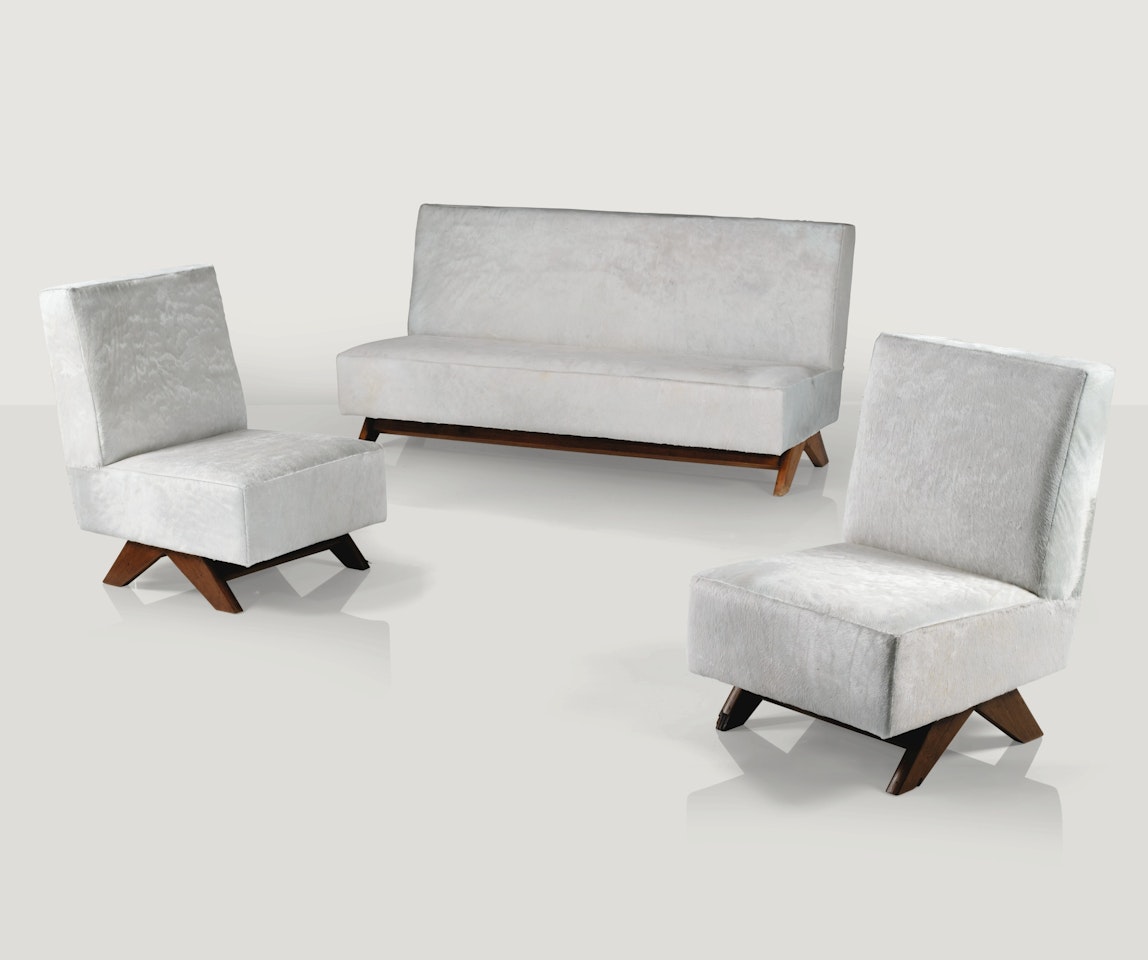 TWO PJ-SI-36-A CHAIRS AND A PJ-SI-36-B SOFA by Pierre Jeanneret