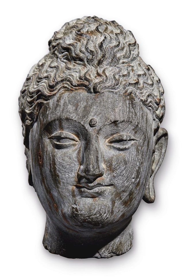 A GREY SCHIST HEAD OF BUDDHA by Anonymous