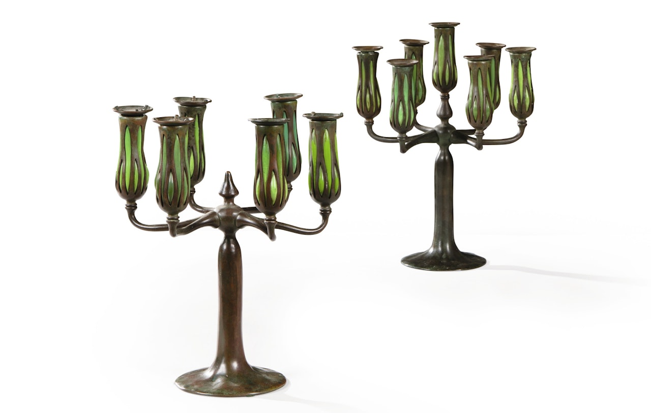 TWO CANDELABRAS by Tiffany Studios