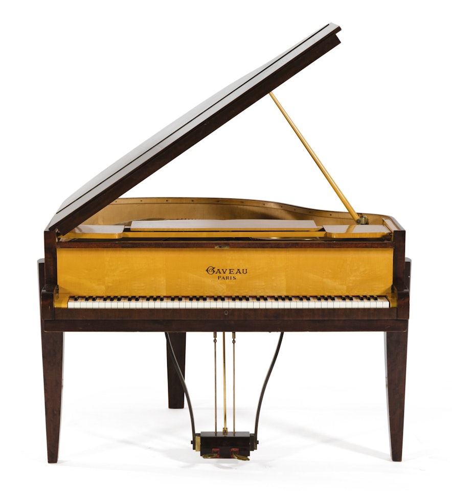 A French maple and mahogany baby grand piano by Gaveau, 20th century by Anonymous