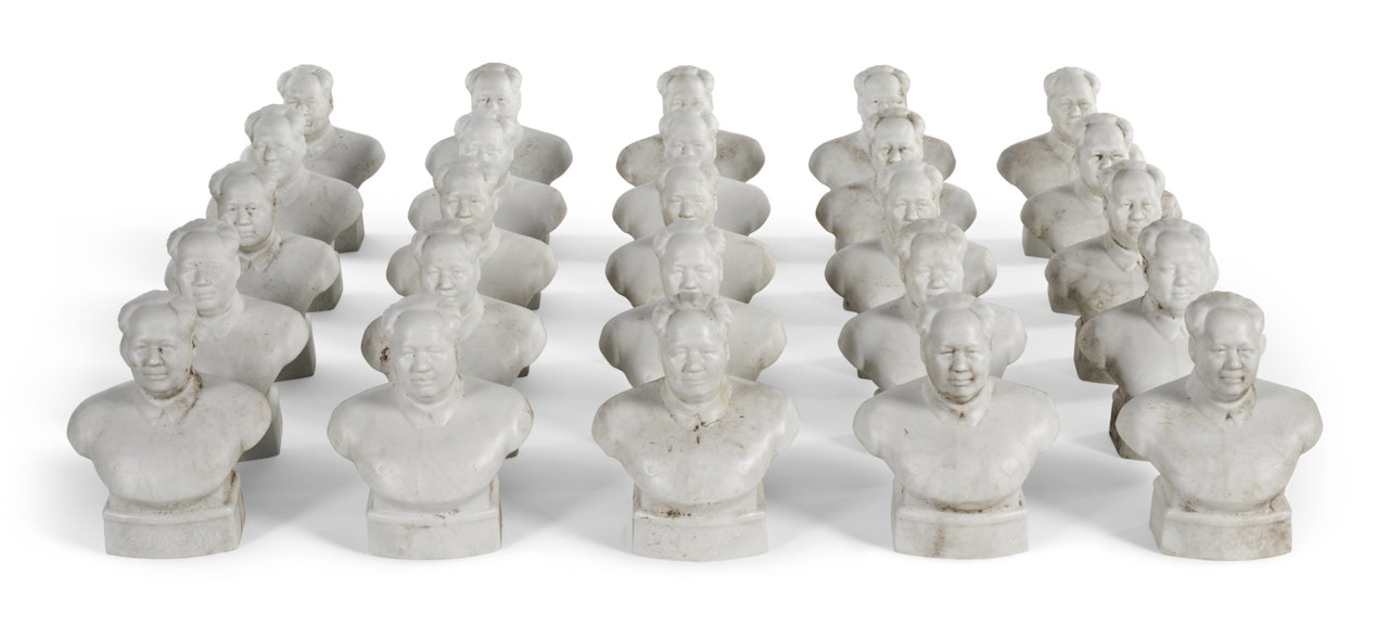A COLLECTION OF BISCUIT PORCELAIN BUSTS OF CHAIRMAN MAO ZEDONG by Anonymous
