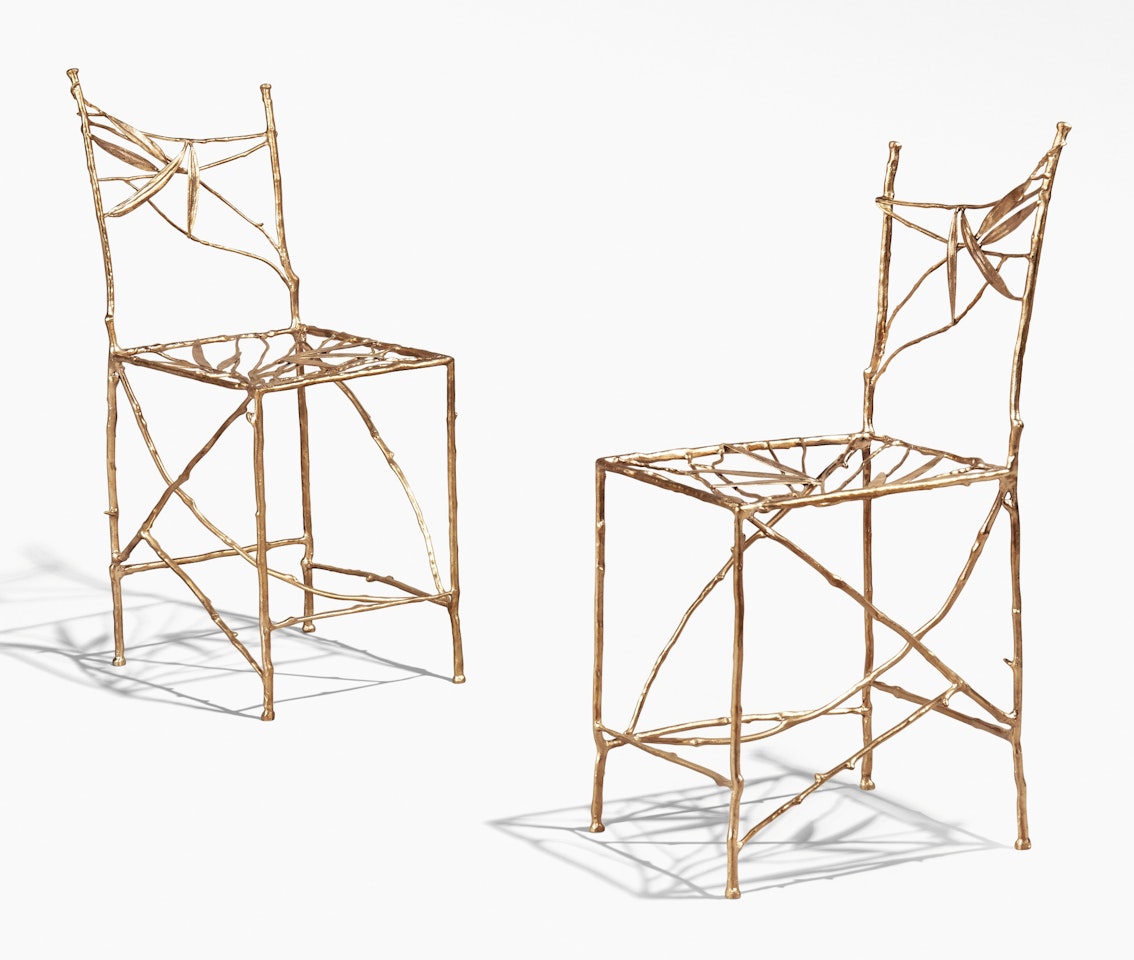 TWO FEUILLES BAMBOU CHAIRS by Claude Lalanne