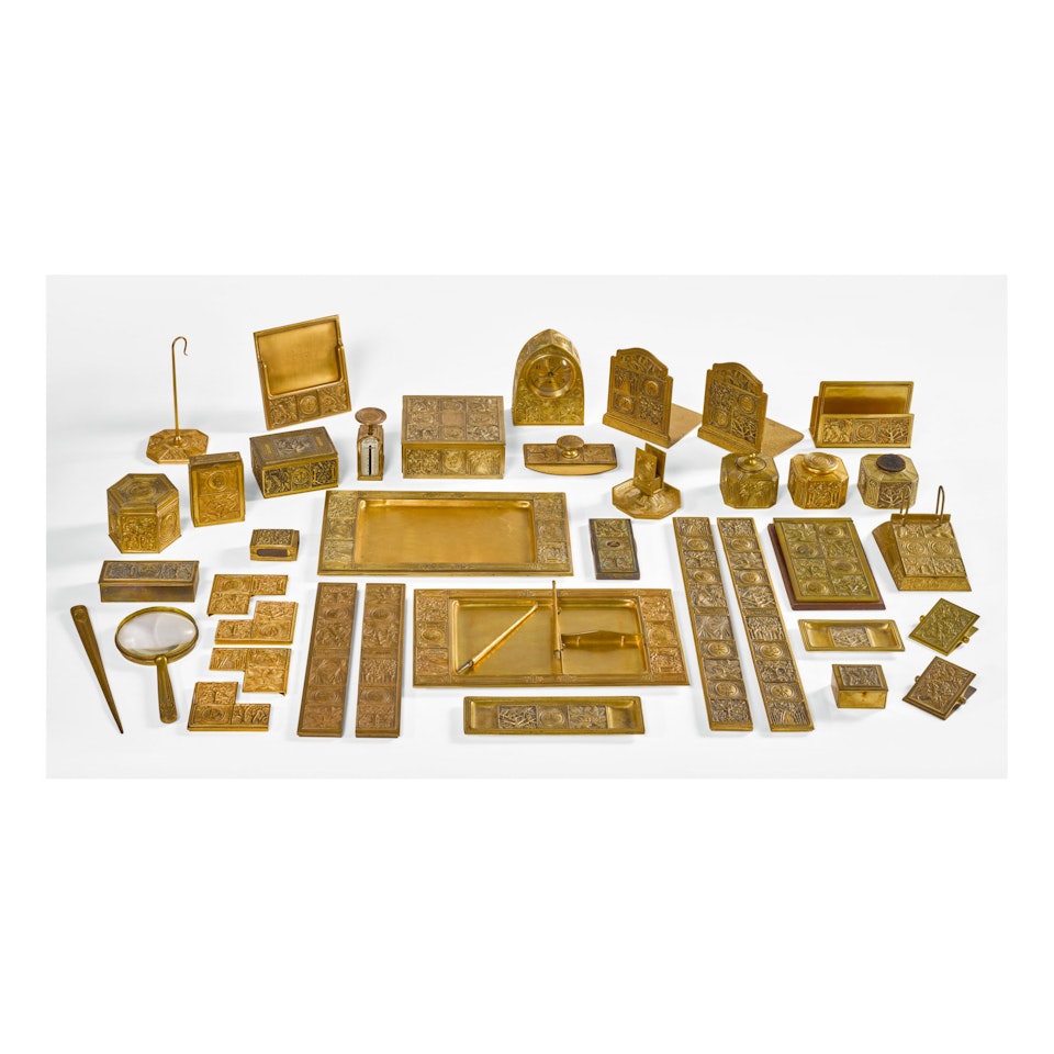 THIRTY-EIGHT PIECE "BOOKMARK" DESK SET by Tiffany Studios