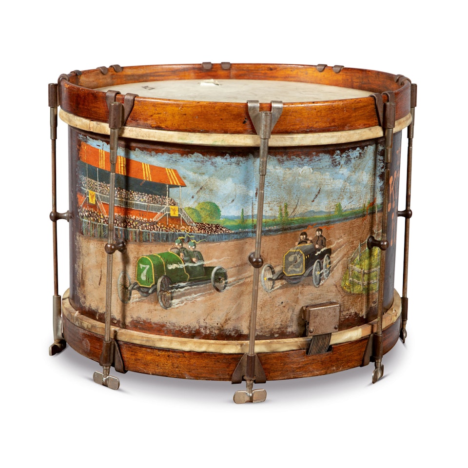 POLYCHROME PAINT-DECORATED SNARE DRUM, CIRCA 1930 by Anonymous