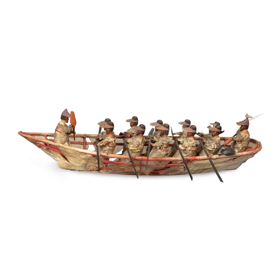 IMPORTANT ALEUT WHALERS UMIAK MODEL, ALEUTIAN ISLANDS, ALASKA, CIRCA 1880 by Anonymous