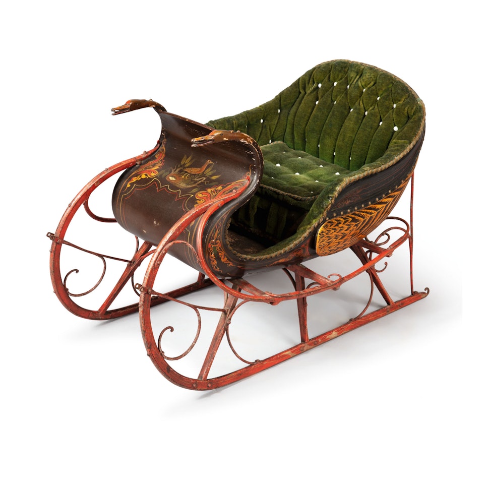 VERY FINE AND RARE POLYCHROME PAINT-DECORATED SALESMAN'S SAMPLE SLEIGH, W. HILL, SEBRINGVILLE, ONTARIO, CIRCA 1870 by Anonymous