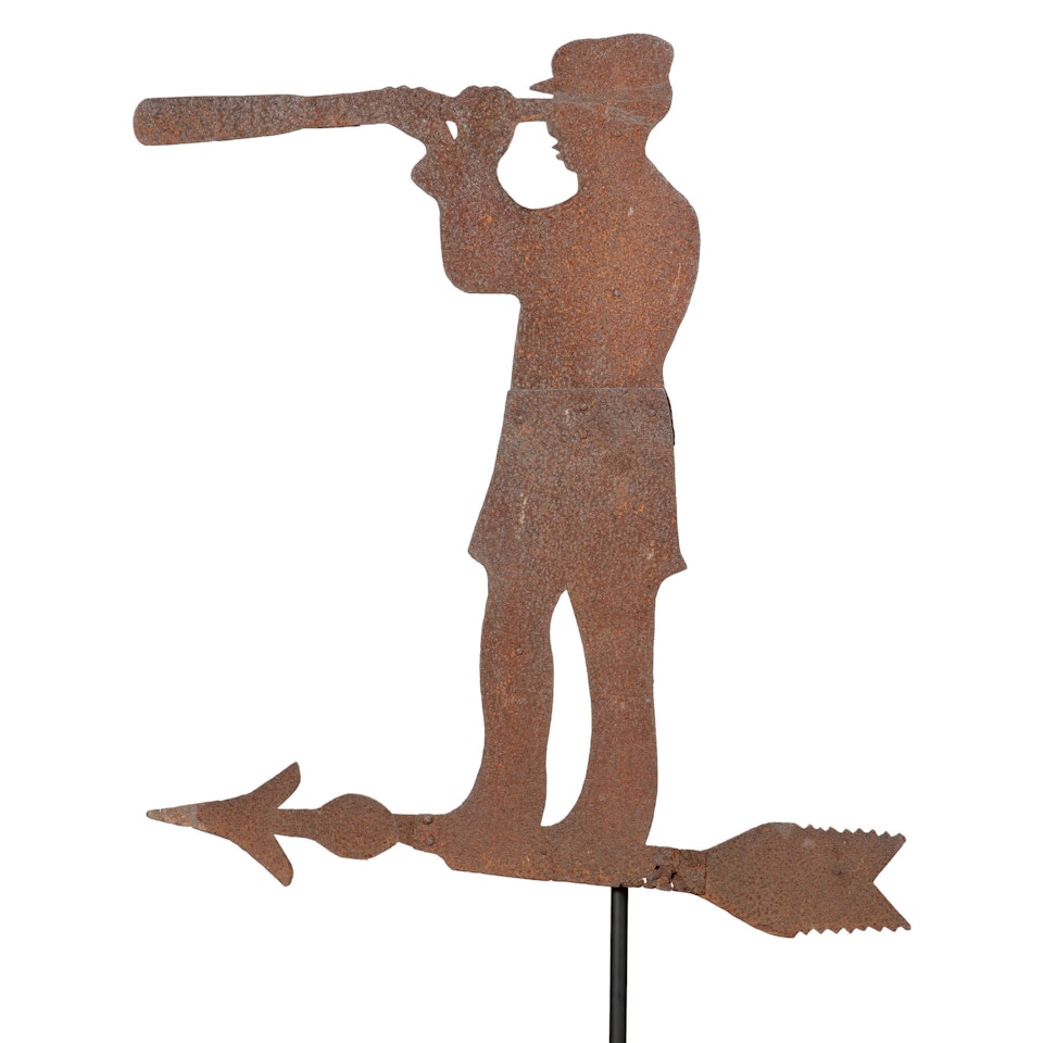 VERY RARE SHEET IRON SEA CAPTAIN WEATHERVANE, PROBABLY MASSACHUSETTS, CIRCA 1900 by Anonymous