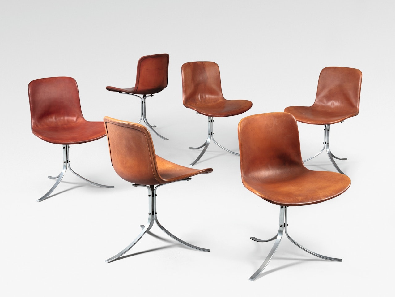SET OF SIX PK9 CHAIRS by Poul Kjaerholm