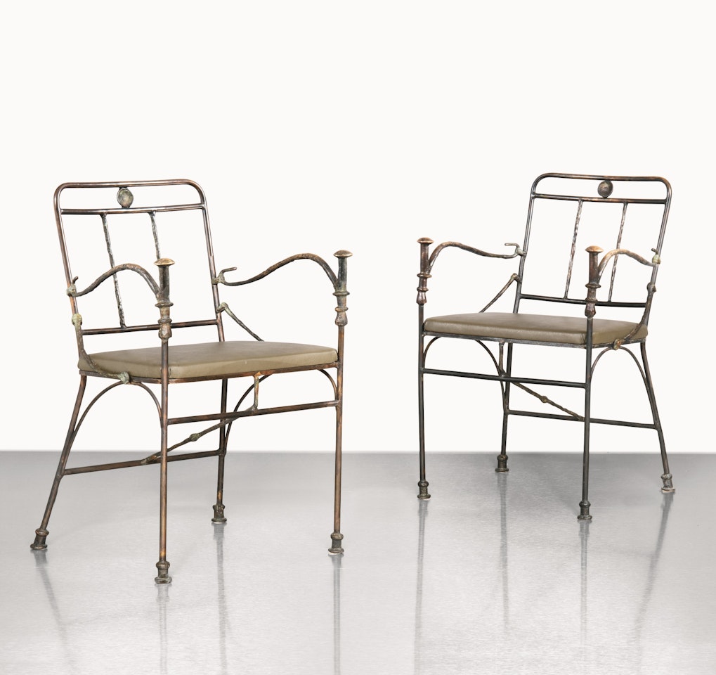 PAIR OF&nbsp;AUX POMMEAUX DE CANNE&nbsp;ARMCHAIRS by Diego Giacometti