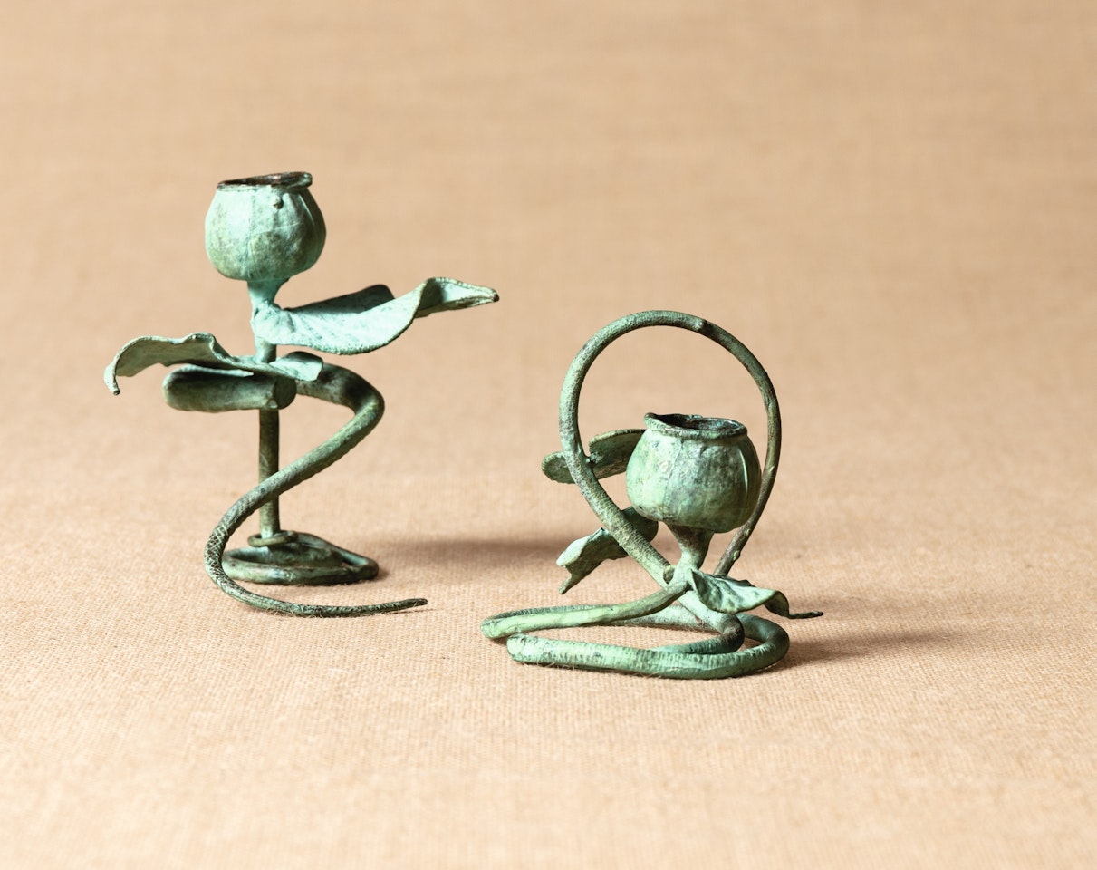 TWO FEUILLES CANDLESTICKS by Claude Lalanne