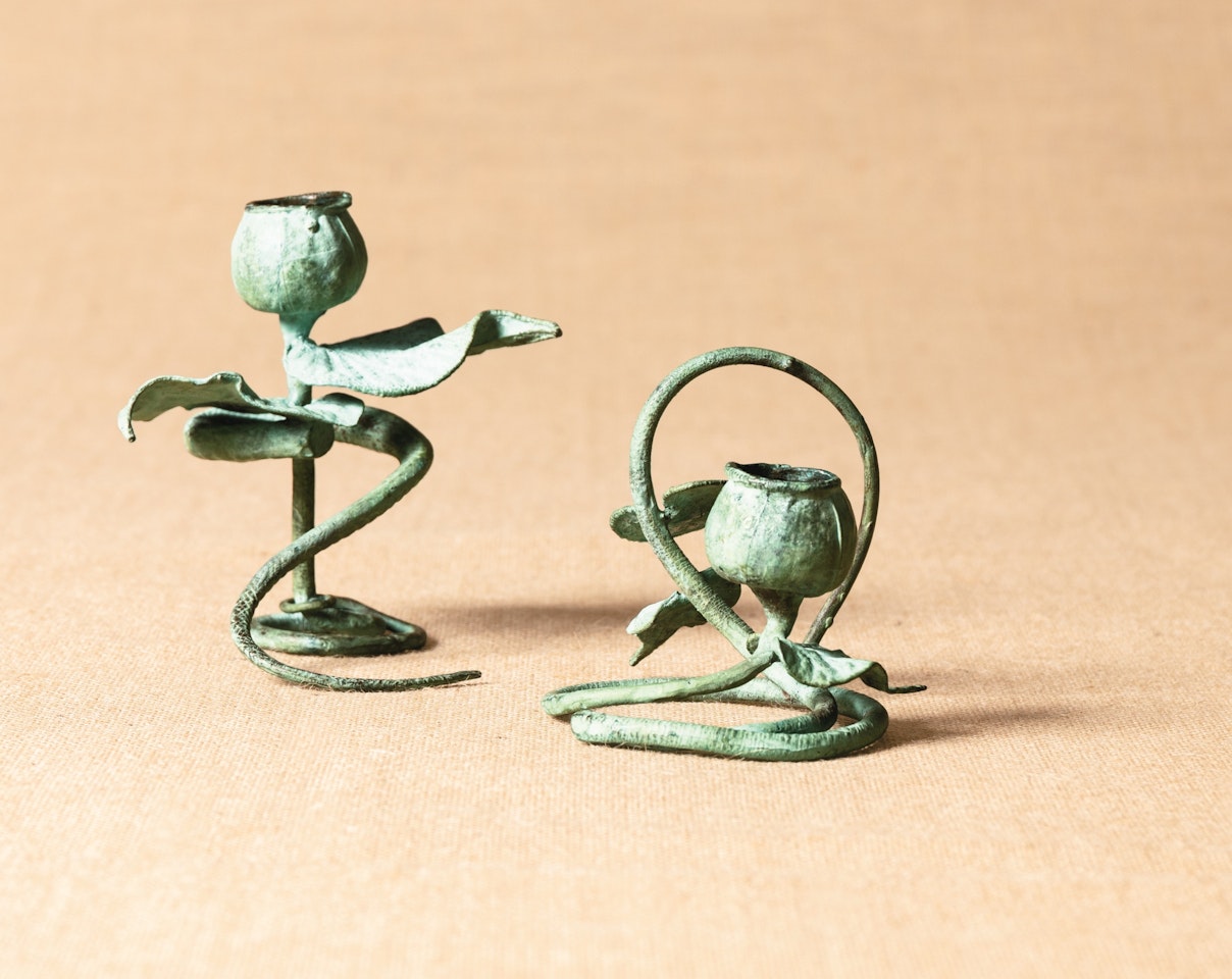 TWO FEUILLES CANDLESTICKS by Claude Lalanne