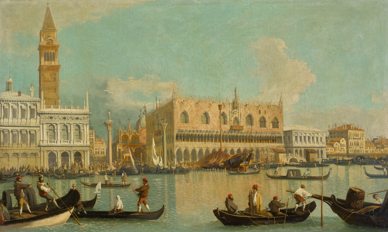 Venice, a view of the Bacino di San Marco with the Palazzo Ducale and the Piazzetta by Follower of Canaletto