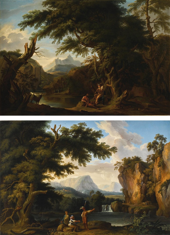 Italianate landscape with Mercury, Argus and Io;

Italianate landscape with banditti conversing by Jacob Philipp Hackert