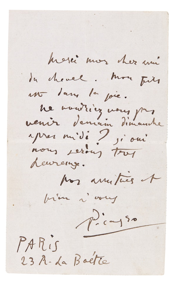 LETTER FROM PICASSO TO POLUNIN by Pablo Picasso