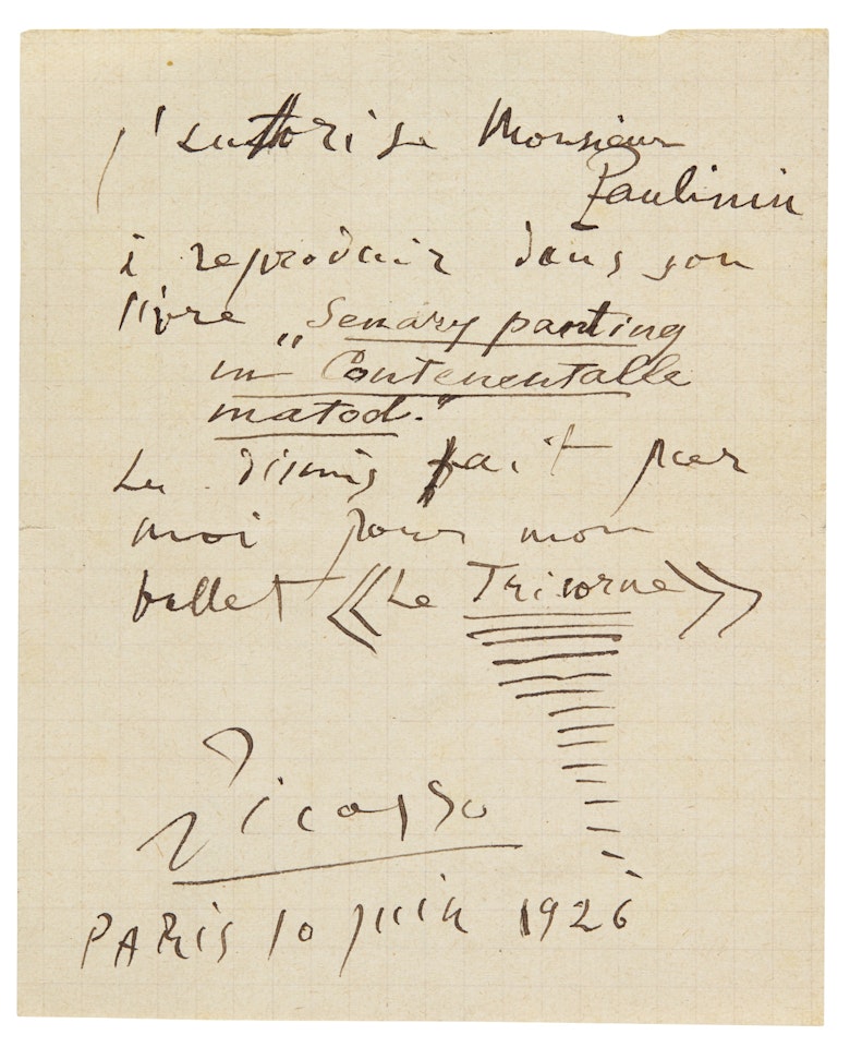 NOTE FROM PICASSO TO POLUNIN by Pablo Picasso