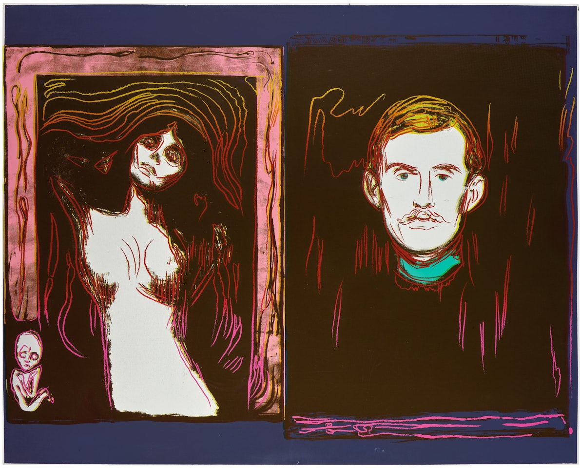 MADONNA AND SELF-PORTRAIT WITH SKELETON'S ARM (AFTER MUNCH) (SEE F. & S. IIIA.62) by Andy Warhol