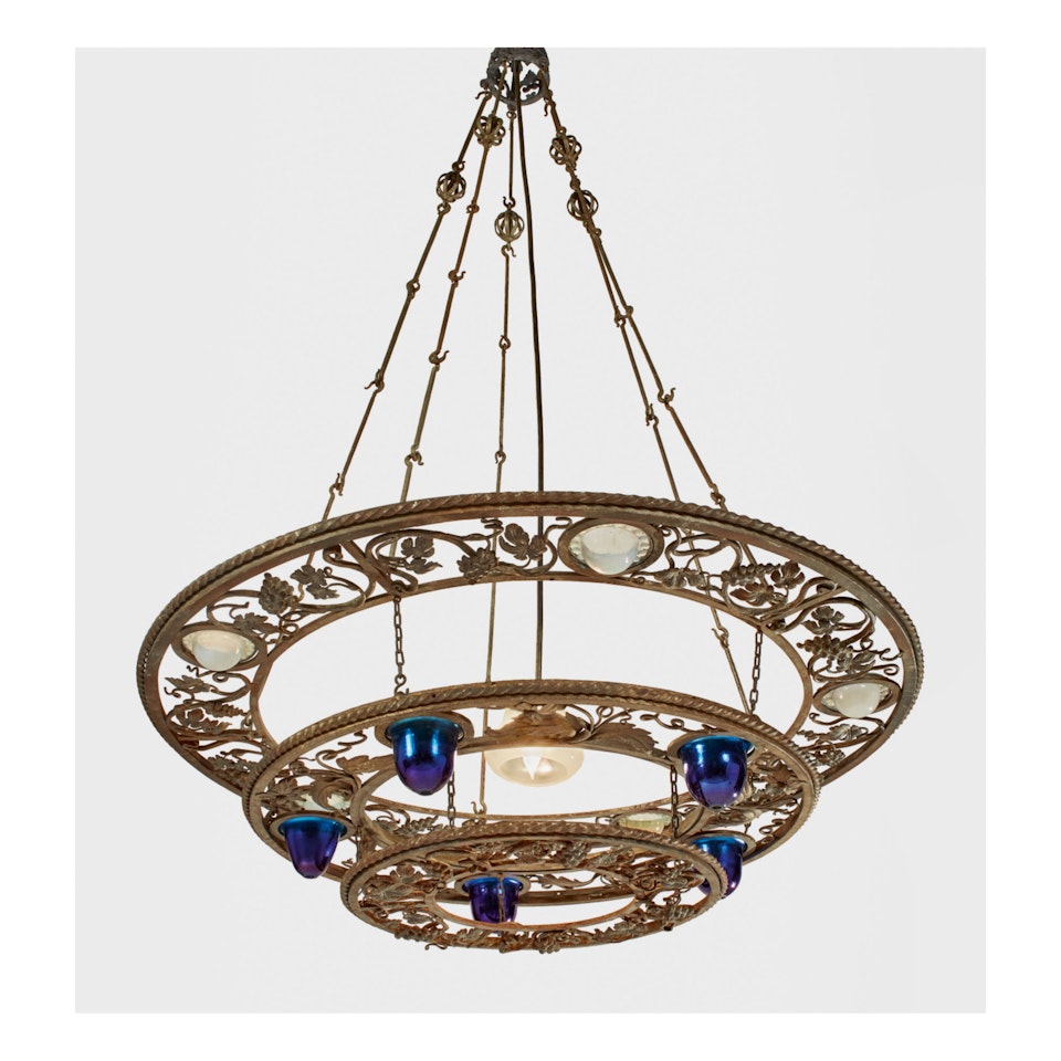 CHANDELIER FROM THE STUDIO BUILDING OF LAURELTON HALL, THE RESIDENCE OF LOUIS COMFORT TIFFANY, LAUREL HOLLOW, NEW YORK by Tiffany Studios