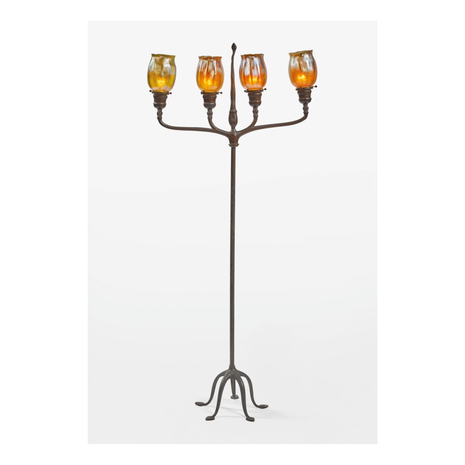 FOUR-LIGHT FLOOR CANDELABRUM by Tiffany Studios