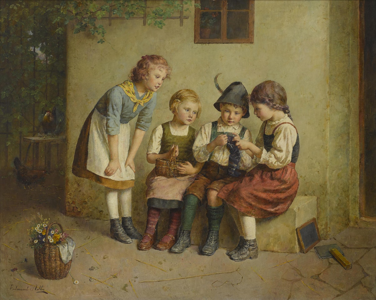 The knitting lesson by Edmund Adler