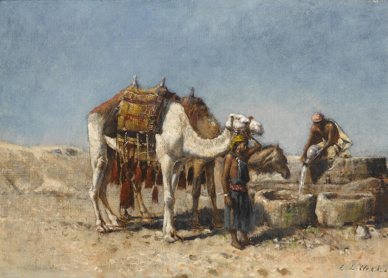 Camels at the well, Tangiers by Edwin Lord Weeks