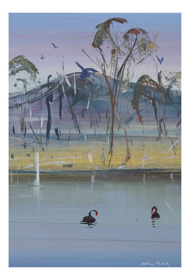 Shoalhaven River with Swans by Arthur Merric Bloomfield Boyd