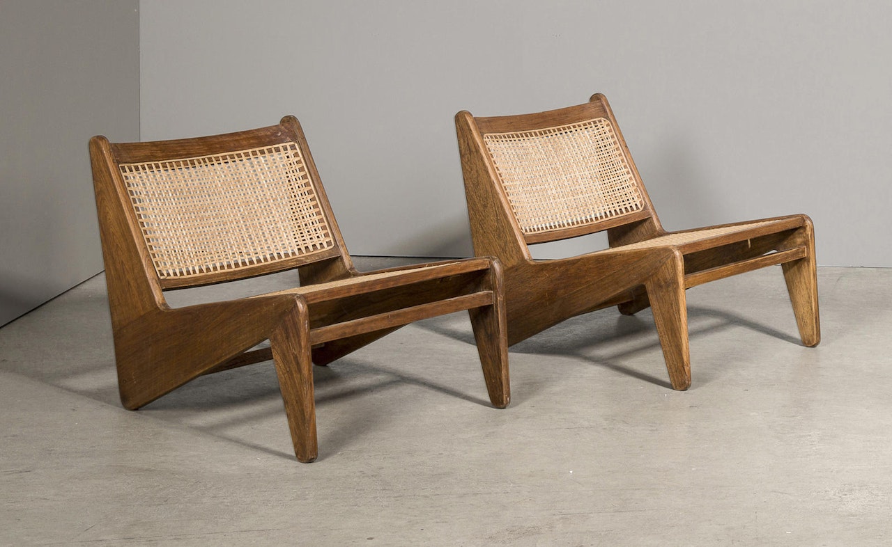Pair of Kangourou fireside chairs by Pierre Jeanneret