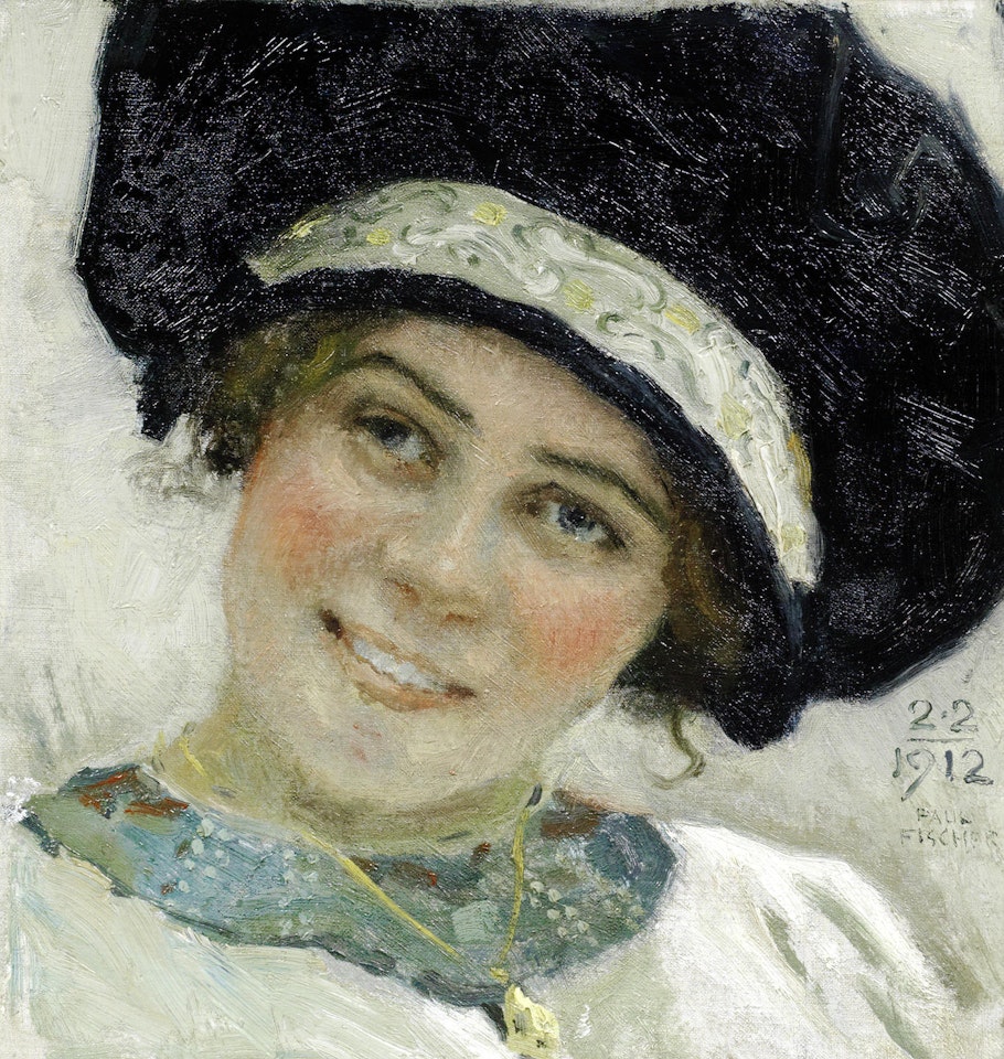 Portrait of a lady, said to be the artist's second wife by Paul Fischer