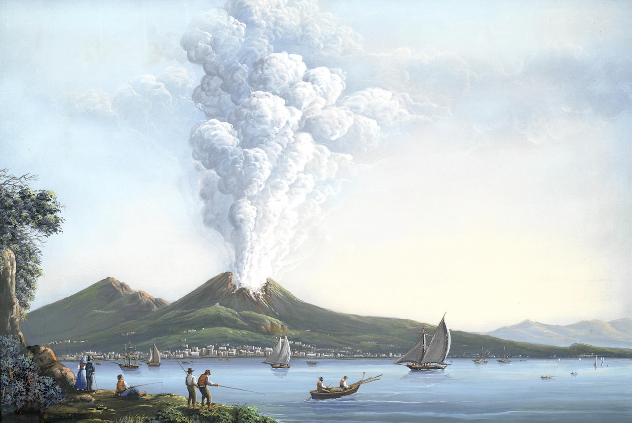 View of Mount Vesuvius, View of the Island of Capri by Neapolitan School