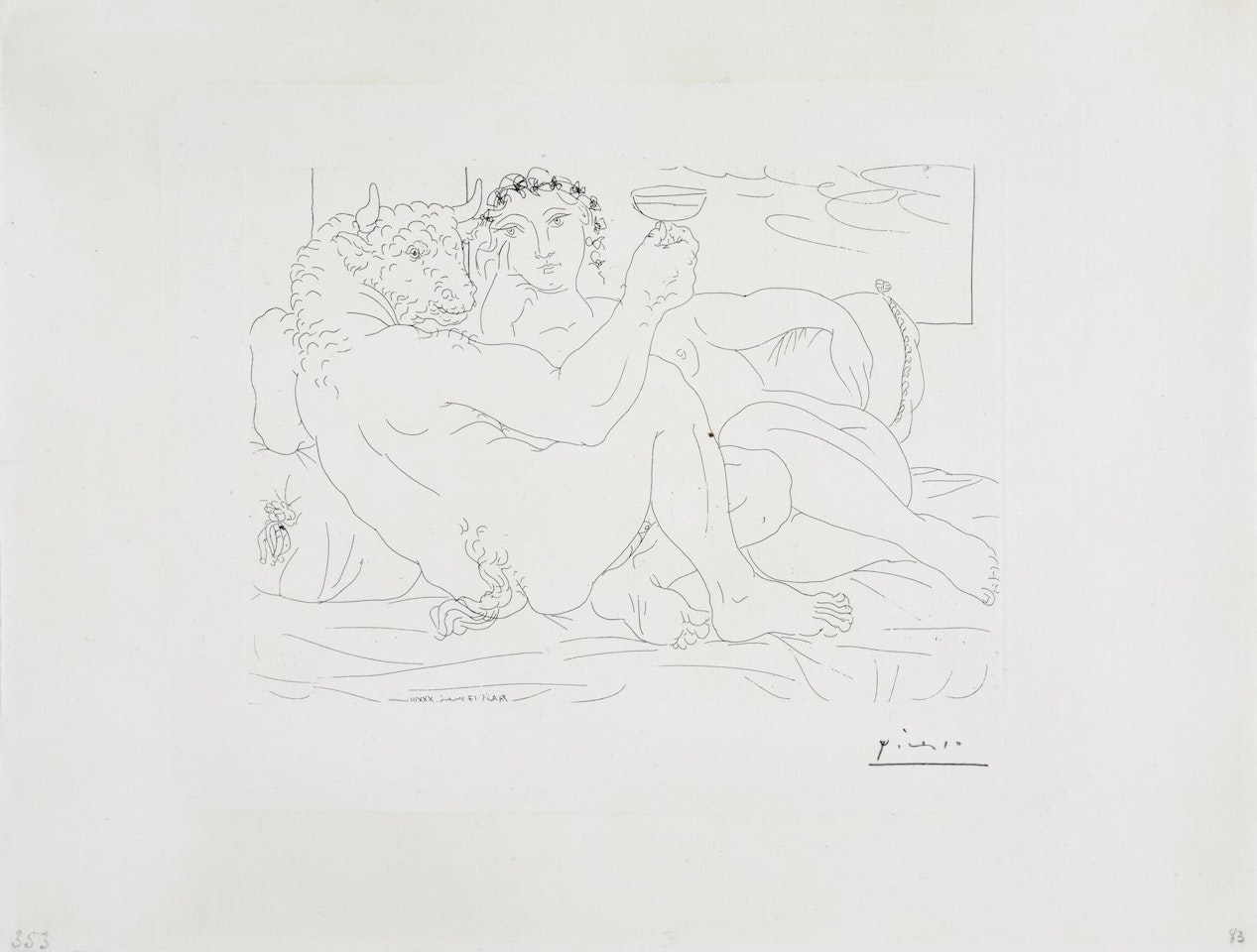 Minotaur, une Coupe à la Main, et Jeune Femme, from La Suite Vollard (Bloch 190; Baer 349.Bd) by Pablo Picasso