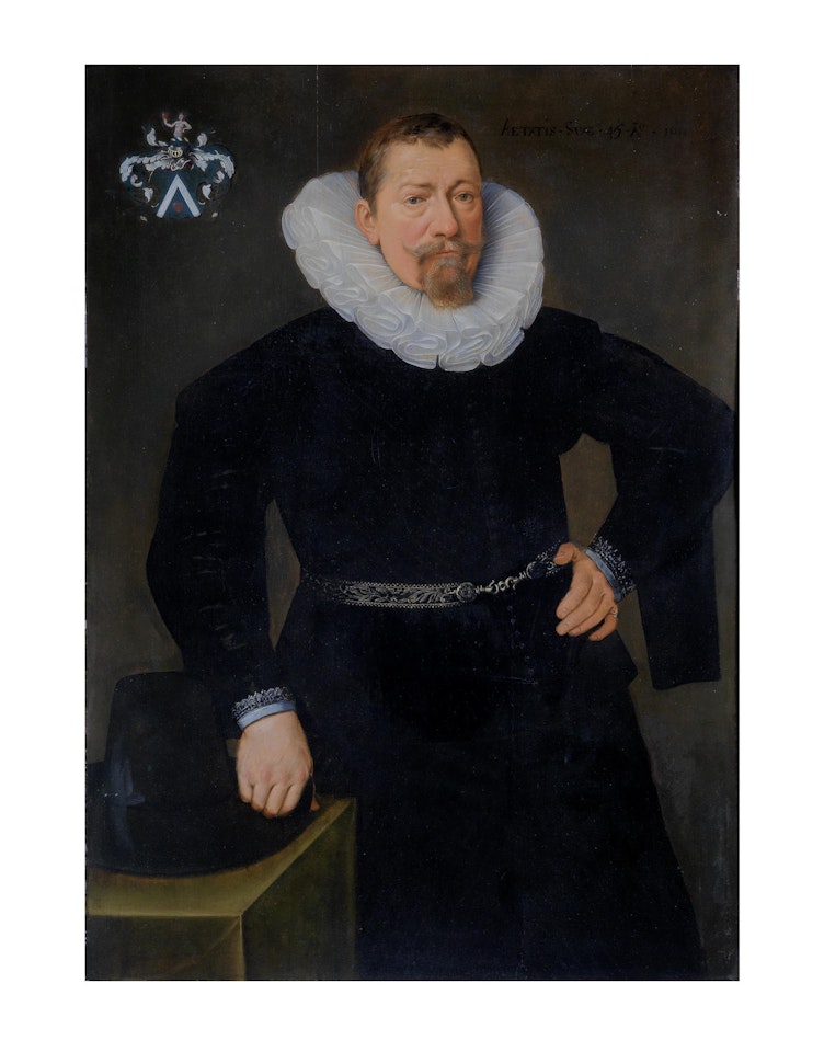 Portrait of a gentleman, three-quarter-length, in black by Flemish School