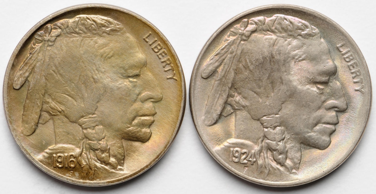 1916, 1924 Buffalo Nickels by Anonymous