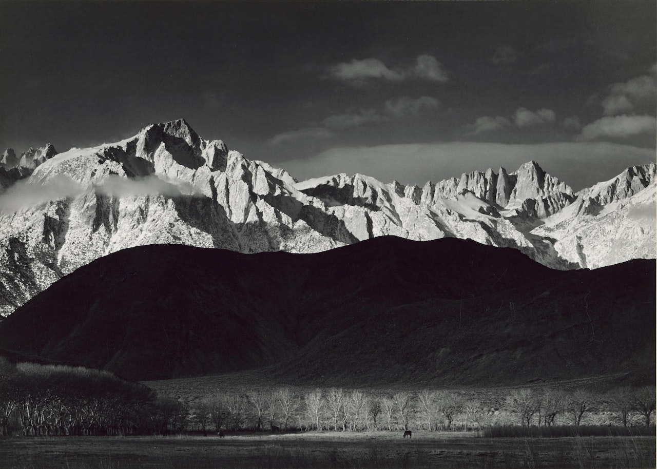 Winter Sunrise, Sierra Nevada from Lone Pine, California by Ansel Adams