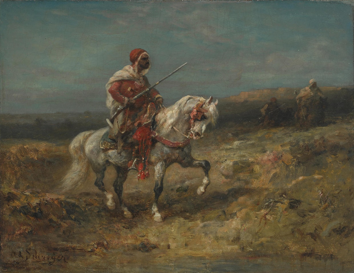 An Arab horseman on the look-out by Adolf Schreyer