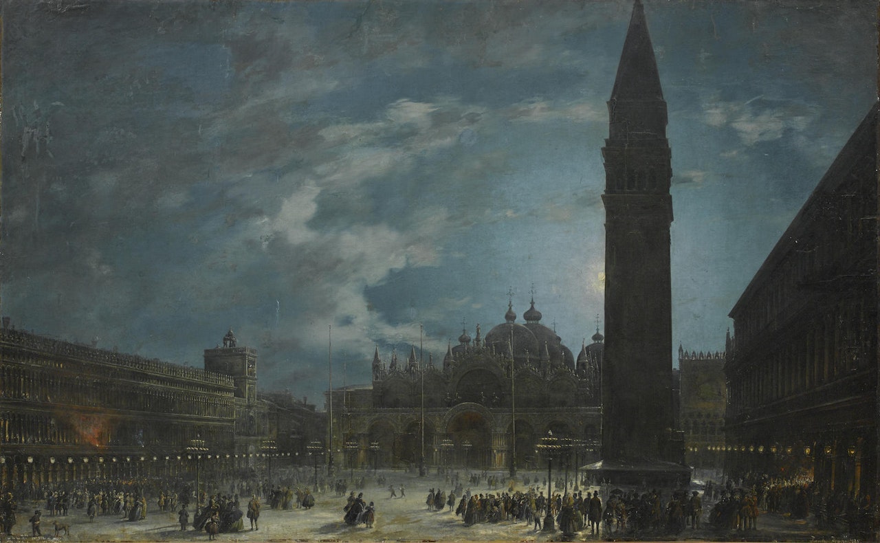 The Piazza San Marco, Venice, in the early hours of the last evening of carnival by Francesco Zanin