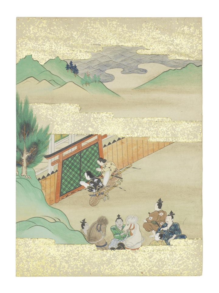 Nara-Ehon style Section from a Set of Illustrations to  Soga monogatari (The Tale of the Soga Brothers) Book 8 Chapter 2, Gorō and Jūrō pray to the god of Mishima by Anonymous